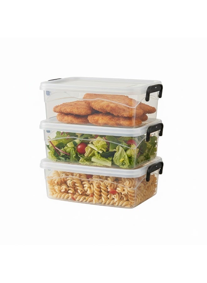 favilla 2L Food Storage Container for Refrigerator – Clear Plastic with Airtight Lid – 2L 3 Pieces - Image 2
